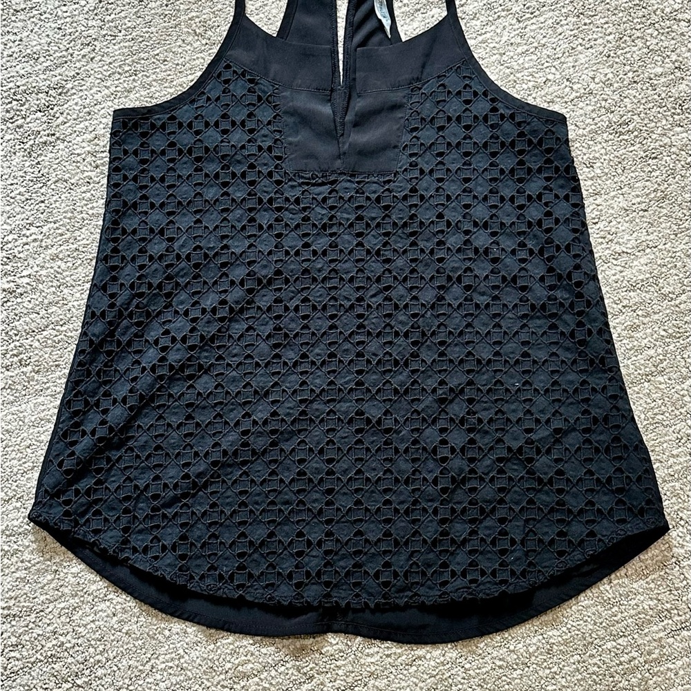 Athleta Black Geometric Lace Tank Top